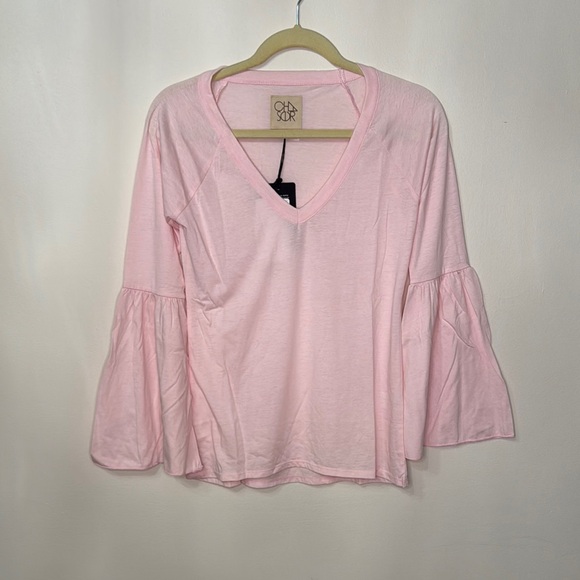 Chaser Pink Ruffled Bell Sleeve Blouse NWT - Picture 1 of 5